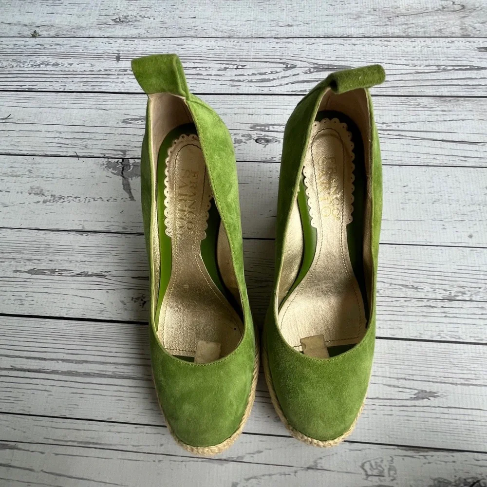 Franco Sarto Suede Leather Espadrille Wedge Pumps Shoes Womens 5.5 M Chic Boho